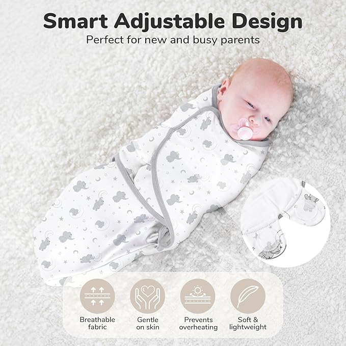 Mama Cheetah Baby Swaddle Sack, Organic Swaddle Blanket, Newborn Swaddling Sleep Sacks, Adjustable Infant Swaddle Wrap, Easy Swaddles for Boy Girl 0-3 Month, Baby Essentials, Nursery Swaddling, 4-Pack