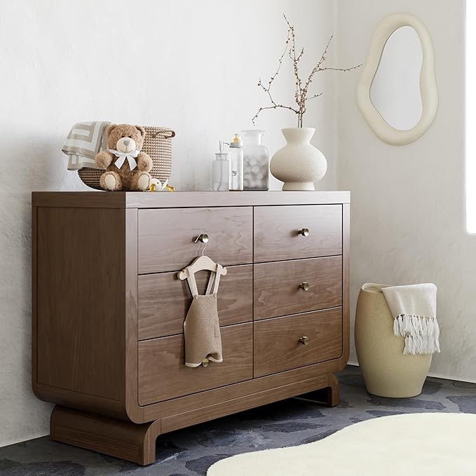Storkcraft Santorini 6 Drawer Double Dresser (Hazelnut) - GREENGUARD Gold Certified, Interlocking Drawer System, Dresser Drawer Organizer for Kids Bedroom