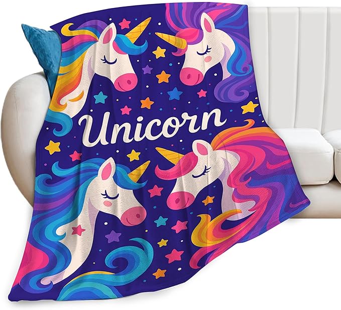 Colorful Unicorn Blanket Unicorn Throw Blanket Gifts for Girls Women Boys Kids Adult Men Plush Fleece Toddler Blanket Super Soft Warm Cozy Fuzzy Stuff Animal Bedding Baby Blankets 40"X50"