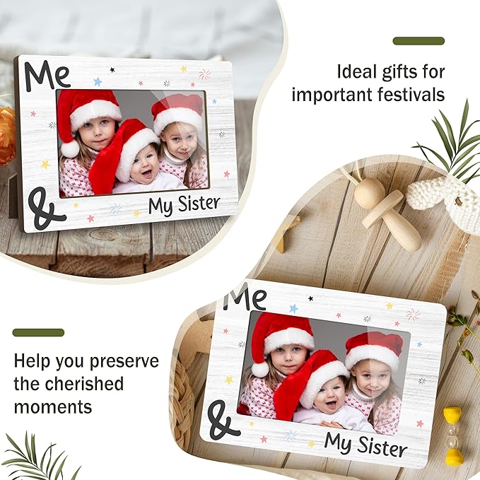 Personalised Baby Photo Frame Keepsake Me and My Sister Christmas Photo Picture Frame, Sibling Keepsake, Ideas Big Sister Gift, Shower Gift and Gender Neutral Nursery Decor - A13