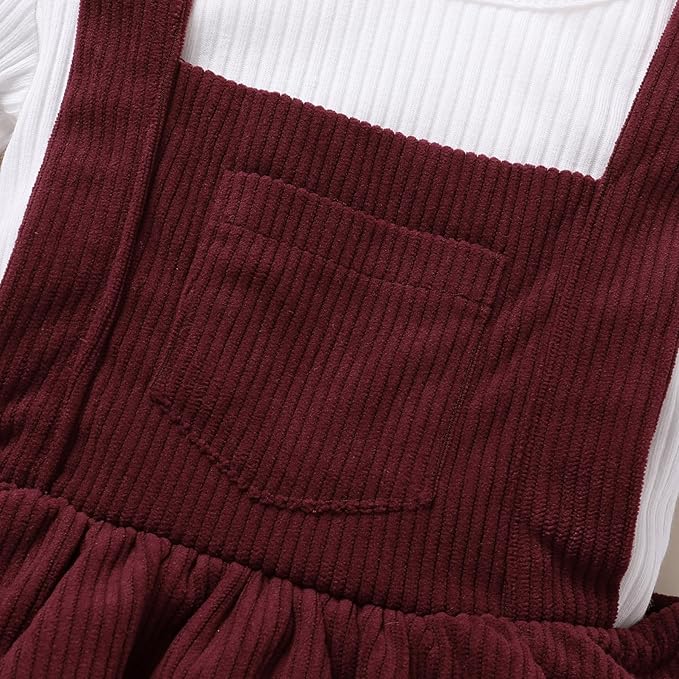 YOUNGER TREE Newborn Baby Girl Fall Winter Outfits Long Sleeve Romper Corduroy Overall Dress Infant Skirt Clothes Sets