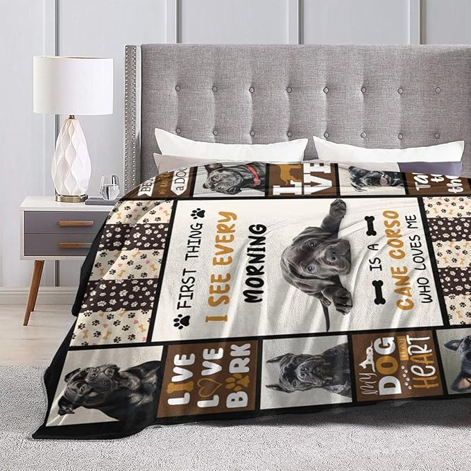 Cane Corso Blanket Cane Corso Decor Throw Blanket Super Soft Flannel Lightweight Fluffy Plush Fuzzy Fleece Stuff Blanket Gifts for Dog Lover Girl Woman Adults Man Boys Kids for Bedding Sofa 60"X80"