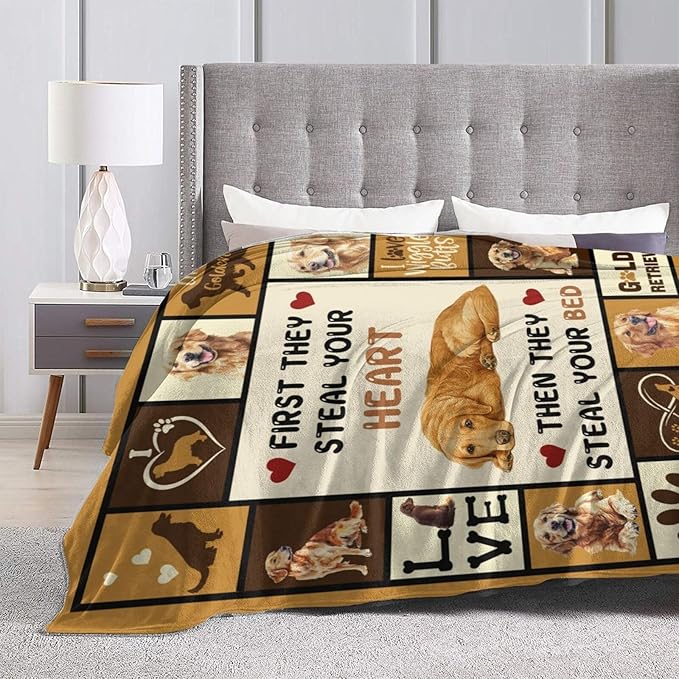 Golden Retriever Blanket Golden Retriever Throw Blanket Gifts Super Soft Flannel Lightweight Fluffy Plush Fuzzy Fleece Dog Decor Blanket for Woman Girl Kids Boys for Bed Sofa Bedding 50"X60"
