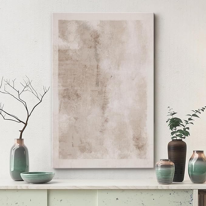 SIGNWIN Canvas Print Wall Art Faded Textured Brown & White Color Blocks Abstract Shapes Illustrations Minimalism Contemporary Nordic Decorative for Living Room, Bedroom, Office - 16"x24"