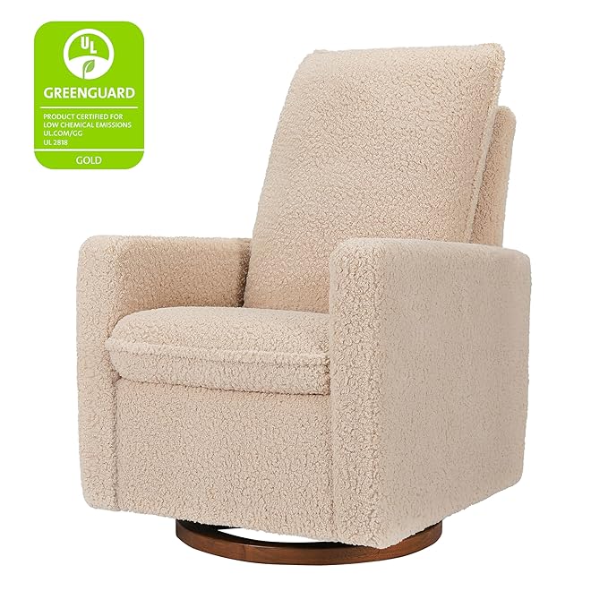 Babyletto Cali Pillowback Swivel Glider in Chai Shearling, Greenguard Gold and CertiPUR-US Certified