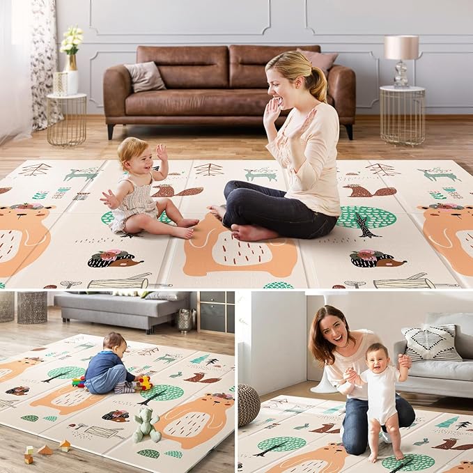 UANLAUO Baby Play Mat,71"x 79"Extra Large Playmats,Foldable Baby Play Mat for Floor,Non-Toxic Tummy Time and Crawling Playmat,Thick Foam Play Mat for Baby,Reversible Portable for Infant,Toddler