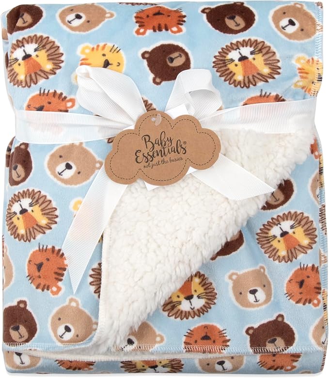 Baby Essentials Sherpa Fleece Baby Blanket 35x30 – Super Soft, Warm Reversible Baby Blankets for Newborns, Infants, Toddlers, and Nursery