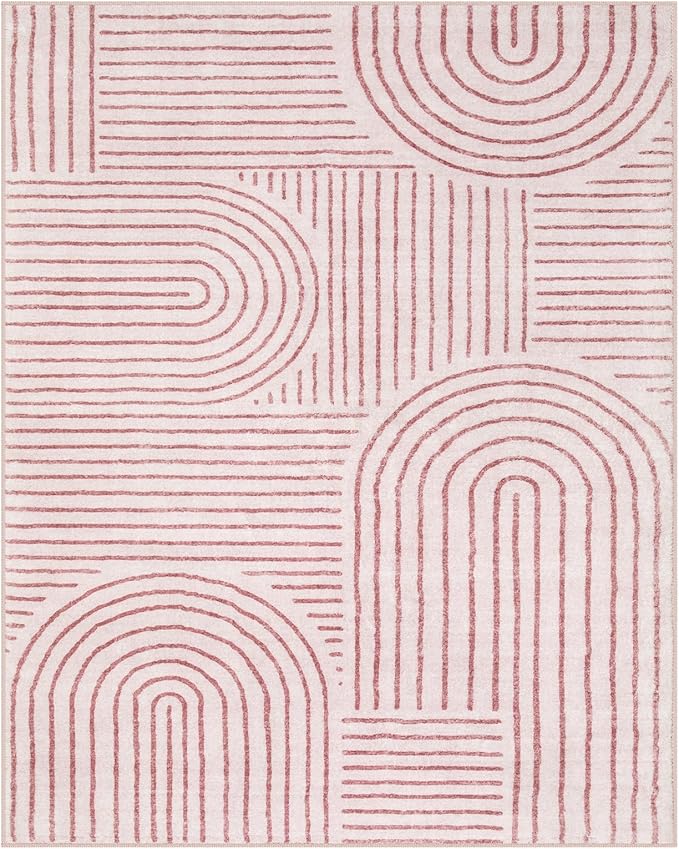 Lahome Abstract 8x10 Area Rugs, Soft Pink 8x10 Rugs for Living Room Bedroom Girls, Ultra-Thin Non-Shedding Accent Large Carpet for Office Dining Room (8x10ft,Pink)