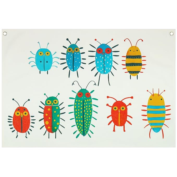 Insects Theme Education Rectangular Canvas Banner-Boho Flag Wall Decor for Boy Girl Kids,Nursery Above Crib Bedroom Reading Room Playroom Teacher Office Decor-Baby Shower Birthday Christmas Gift