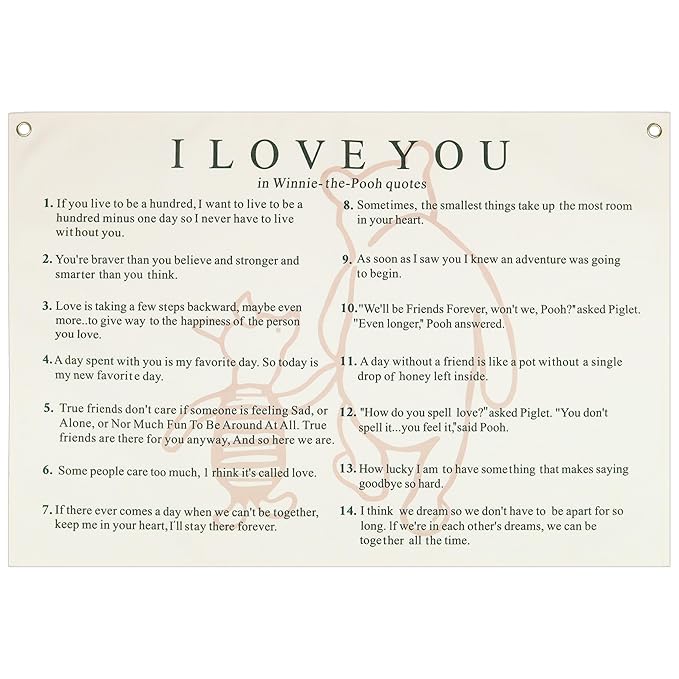 I love You Rectangular Canvas Banner-Boho Flag Wall Decor for Boy Girl Kids Friends,Nursery Baby Room Above Crib Bedroom Living Room Office-Kids Growth Stuff-Baby Shower Birthday Christmas Gift
