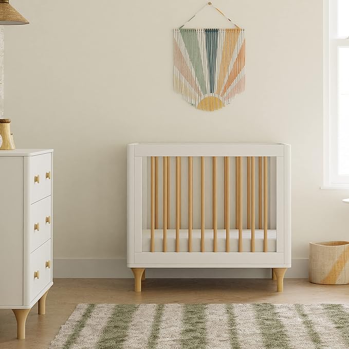 Babyletto Lolly 4-in-1 Mini Crib Convertible to Mini Wooden Toddler Bed, Daybed & Twin-Size Bed - GREENGUARD Gold Certified - Made of 100% Solid Wood - Includes Toddler Conversion Kit - Washed Natural