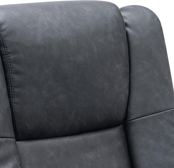 MCombo Swivel Recliner with Ottoman Chair, TV Chair Sets with Vibration Massage, for Small Space Living Room Bedroom 9096 9099 (Faux Leather, Dark Grey)