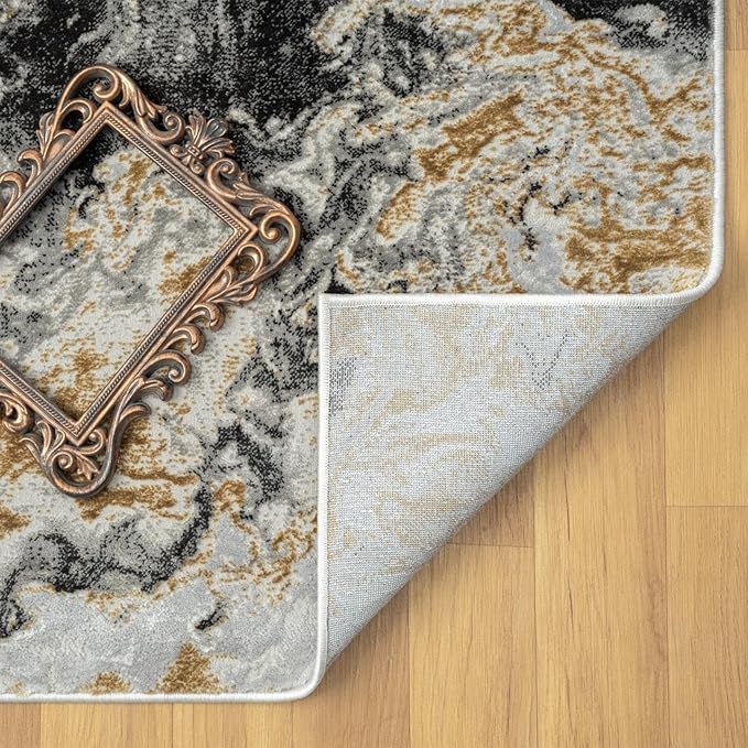 LUXE WEAVERS Marble Swirl Abstract Area Rug, Smoke 5x7