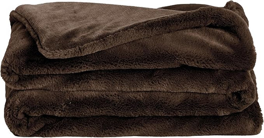 UnHide Lil’ Marsh - Faux Fur Blanket - Durable, Lightweight, Extra Soft Blanket - Machine Washable - Chocolate Hair, Small (50” x 60”)