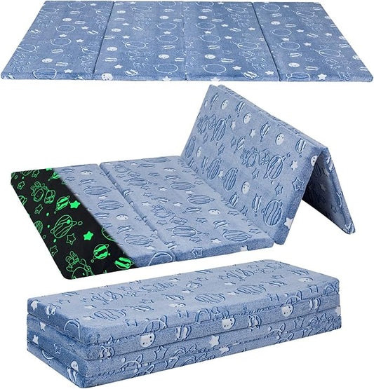 MeMoreCool Kids Floor Futon Mattress, Play Mat Muscle Mat Large 6x4 FT, Thicken Foam Tatami Mattress for Children Play Area, Foldable Sleeping Crawling Pad for Playroom
