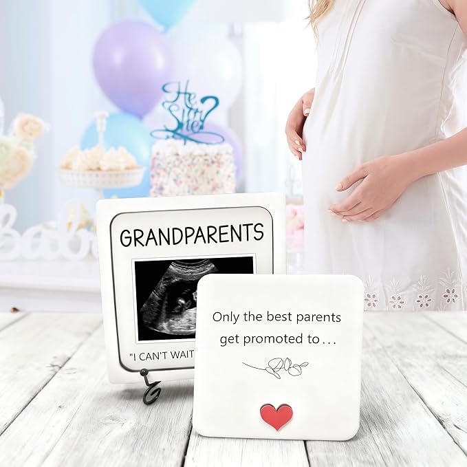 Pregnancy Announcement for Grandma Grandparents, Ultrasound Picture Frames Wooden Surprise Box, Baby Announcement Gifts for Dad Mom, Birth Announcement Ideas, Pregnancy Reveal Gifts