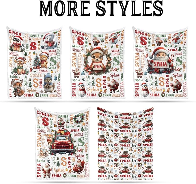 Ship Next Day, Custom Christmas Blanket - Merry Christmas Personalized Blanket, Xmas Gifts for Family Mom Dad Daughter Son Grandkids, for Teen Girls Women Man, Stocking Stuffers
