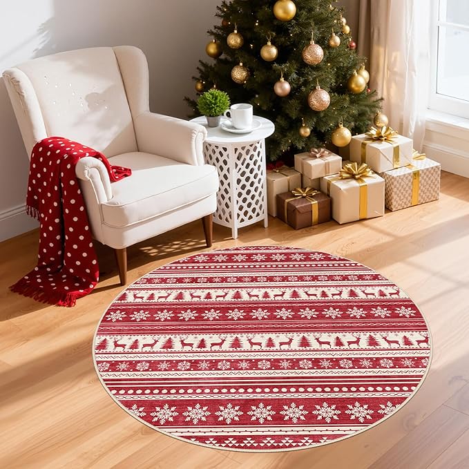 Area Rugs for Living Room Washable Living Room Rug Soft Neutral Indoor Floor Carpet Non-Slip Stain Resistant Modern Boho Rugs for Bedroom Dining Room Kids Room Nursery Office Home Red
