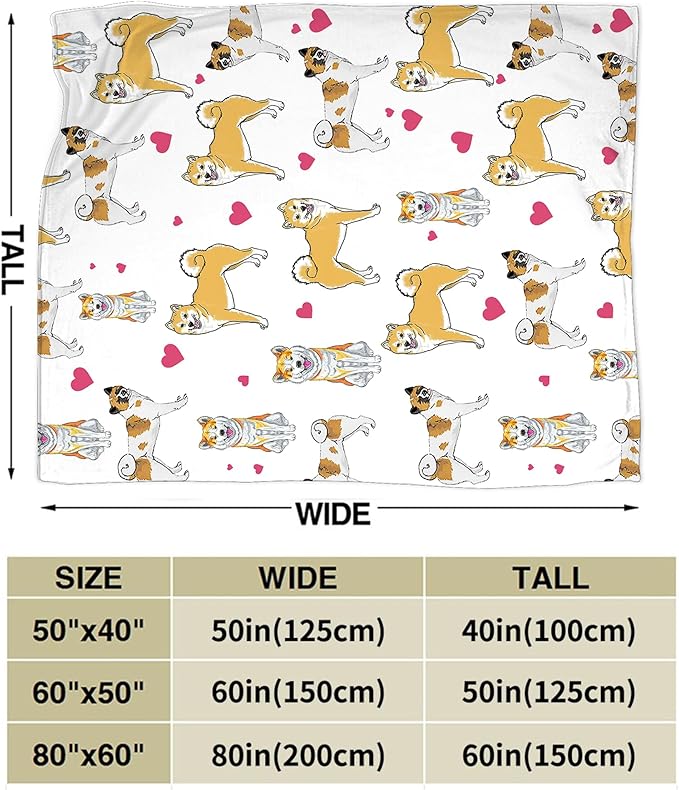 Akita Dog Throw Blanket - Gifts and Decor for Girls, Women, Kids, Adults - Soft Warm Cozy Fleece for Couch, Sofa, Bed - Cute Dog Design - 50"x40"