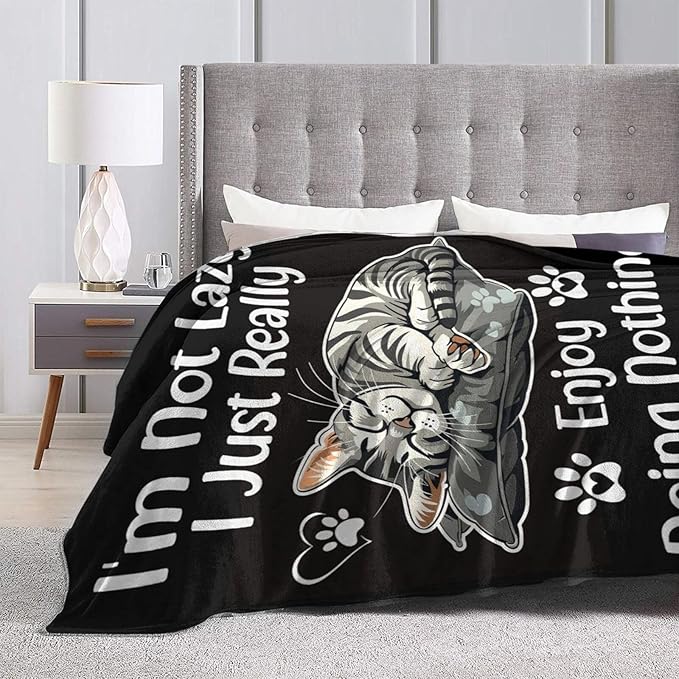 Cat Blanket Funny Cats Throw Blanket Animals Flannel Stuff Merch Cozy Decor Fleece Soft Plush Fuzzy Warm Lightweight Bedding Cats Lover Gifts for Women Men Girl Boy Couch Soft 80"X60"