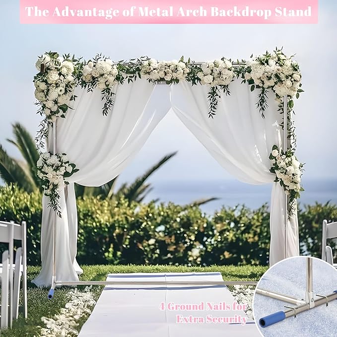 Wedding Arch Backdrop Stand,7x4 FT Metal Arch Backdrop Stand for Ceremony, Stainless Steel Square Backdrop Stand for Parties,Wedding,Birthday,Anniversary,Baby Shower,Garden Decorations