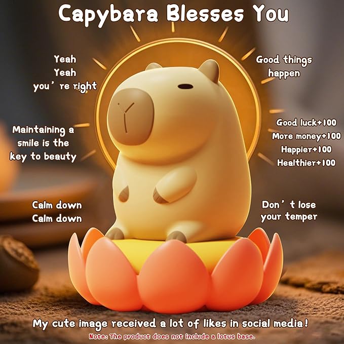 Cute Capybara Night Light, LED Squishy Novelty Animal Night Lamp,Dimmable/Timer Nursery Nightlight for Kids, Rechargeable Touch Bedside Lamp, Bedroom/Dorm Decor, Baby Boys Girls Christmas Gift