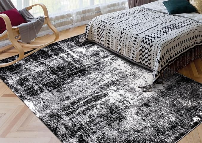 Keen Home Design Area Rugs - 12x15 Non-Shedding, Abstract Rugs for Kitchen, Living Room, Bedroom, Dining Room, Entryway - Size: 12' x 15', Abstract Black