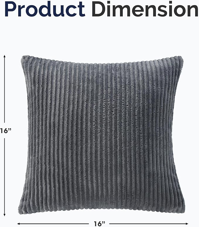 KINGYES Small Pillows Set of 2 for Sofa, Dark Gray