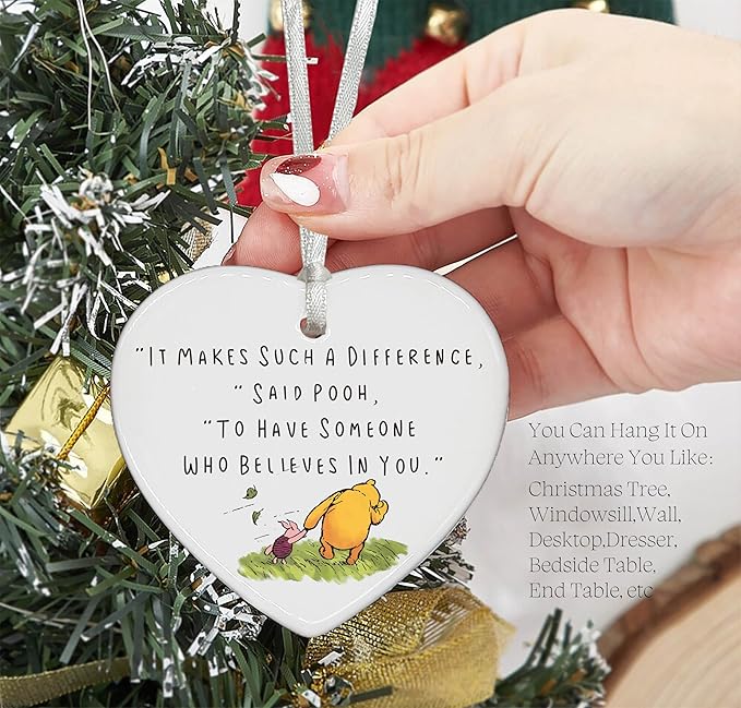 Teacher Mentor Gift-It Makes Such A Difference-Teacher Appreciation Ornament Keepsake for Classroom Educator Instructor-Heart Shaped Christmas Ornament Plaque Décor