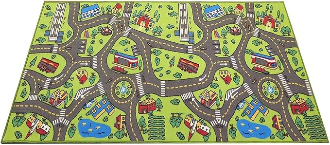 Kids Rug Playmat 80 inches by 40 inches! City Life Great for Playing with Cars and Toys - Play Learn and Have Fun Safely - Educational Road Traffic Play Mat for Bedroom Play Room Game Safe Area
