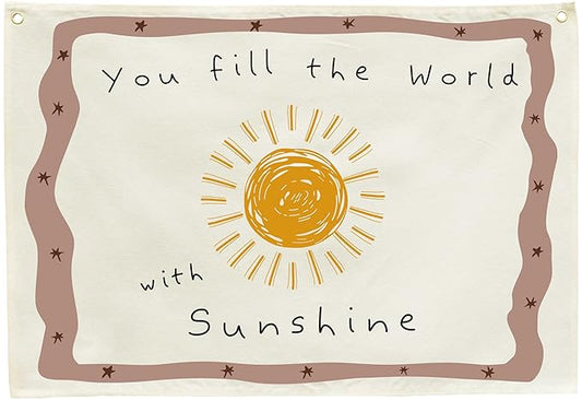 Positive Toddler Kids Growth Stuff for Nursery Bedroom Playroom Above Crib Wall Decor Hanging Rectangular Banner Poster Flag Sign Gift Baby Shower Birthday Baptism Christmas Gift You Fill the World