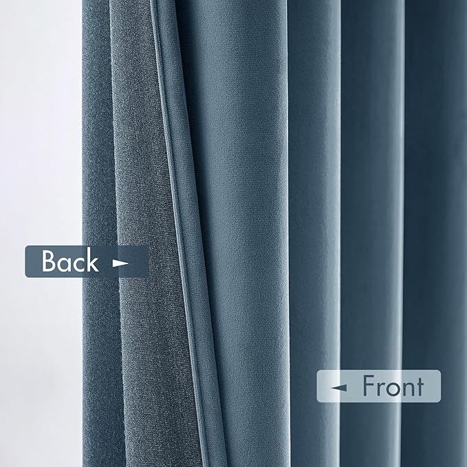 MIULEE Dark Slate Velvet Curtains Thermal Insulated Blackout Curtain Drapes for Bedroom Living Room Darkening 84 Inches Long Curtains Panels Rod Pocket Set of 2