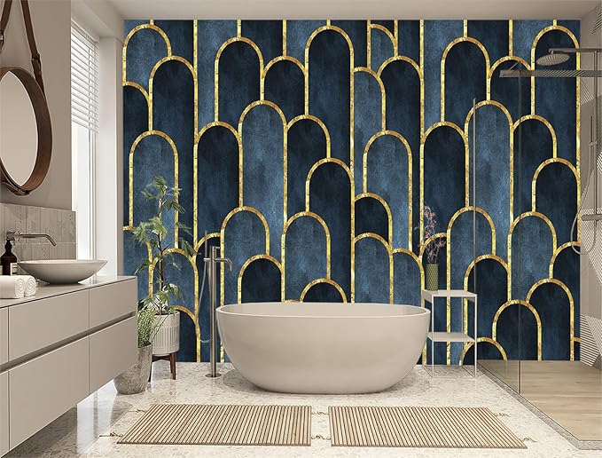 XMPMBM-Gold Geometrical Textured Fabric Wallpaper Abstraction Dark line Living Room Bedroom Bathroom Wall Mural-W 176" X H 113"（138 Square Foot）