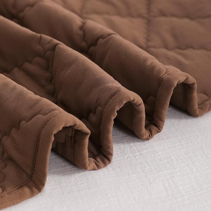 Down Alternative Toddler Comforter 39x47, Lightweight Warm Solid Color Baby Crib Quilted Blanket for Boys Girls, Coffee