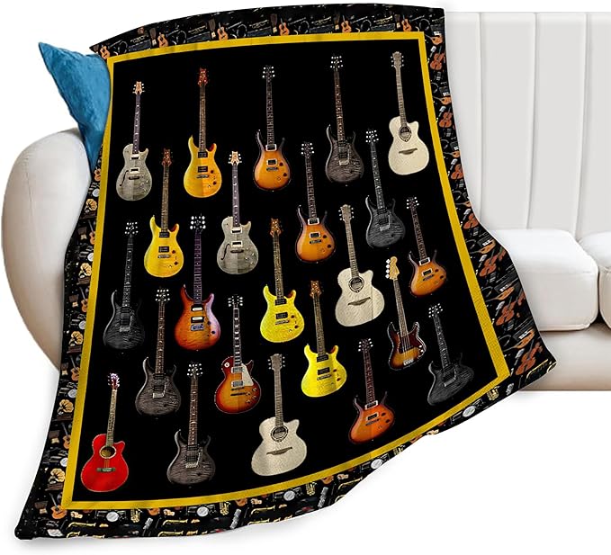 Guitar Throw Blanket - Soft, Cozy, Warm Fleece for Women & Men - Guitar Lovers Gift - 50"X40"