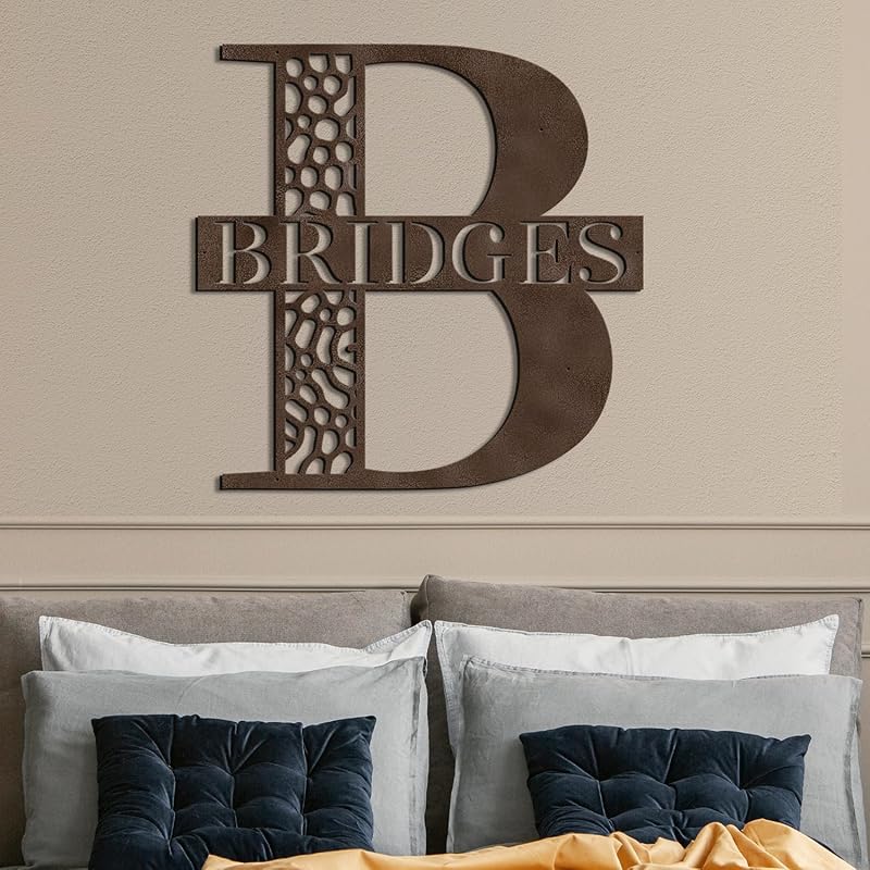 Custom Metal Signs Metal Name Sign Metal Wall Art Split Letter Monogram Wall Decor Metal Wall Art Last Name Sign Family Name Sign