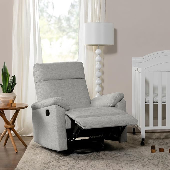 DaVinci Suzy Glider Recliner Nursery Chair - Glider Rocking Chair for Nursery and Living Room - GREENGUARD Gold, FSC & Certi-PUR US Certified - 360° Swivel Rocker Recliner Chair (Frost Grey)