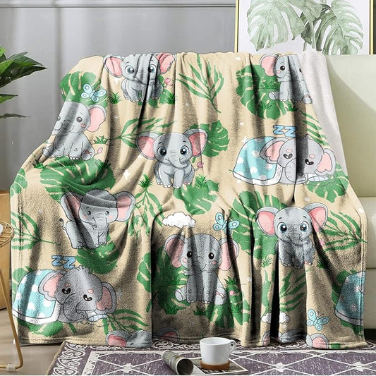 Ultra Soft Fleece Blanket- Lightweight & Warm Throw Blanket for Couch, Cozy Plush Sherpa Blanket for Adults Kids, Durable & Easy Care (Elephant, 60x80 in)
