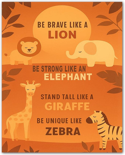 ZUKIY Safari Animal Affirmation Print - Jungle Nursery Wall Decor - Safari Nursery Decor for Boys and Girls - Animal Wall Art - Baby Pictures for - Woodland Poster