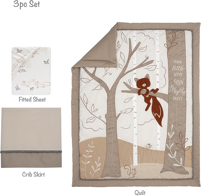 Lambs & Ivy Treetop Fox Woodland Tree Nursery 3-Piece Baby Crib Bedding Set