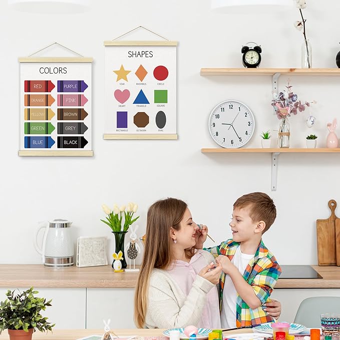 BONETAT Nursery Color Days of the Week Poster for Kids,Educational Toddler Learning Posters for Playroom Wall Art,Preschool Shapes Colors Chart for Classroom & Homeschool - A01