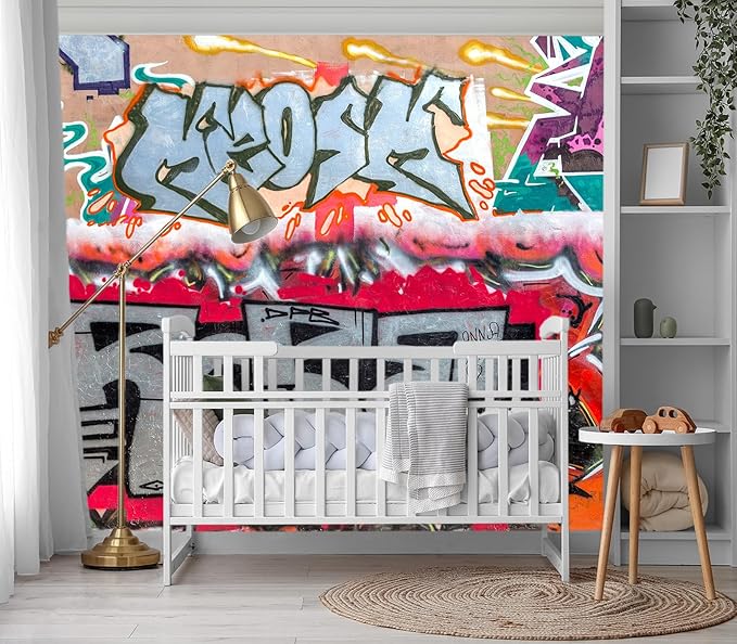 XMPMBM-Graffiti Art backsplash Large Decorative Wallpaper Bedroom Bathroom Nursery Room Wall Mural- W 88" X H 59"（36 Square Foot）