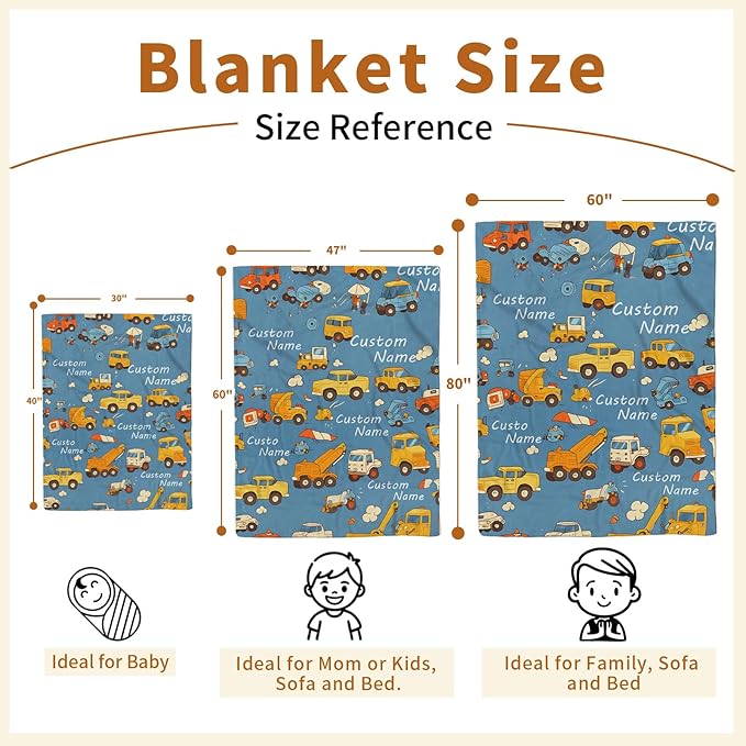 Custom Baby Blanket - Cartoon Cars Design Personalized Name Blanket, Soft Flannel Dot Infant Toddler Blanket for Boys, Customizable Nursery Bedding (30”x40)
