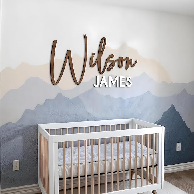 Personalized Wooden Name Sign for Nursery - Custom Name Signs for Kids Room, Personalized Nursery Name Sign - Perfect Baby Room Decoration, Wall Name Decoration & Wedding signs, Family Name Signs