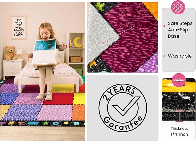 OLEEK Large Classroom Rug Elementary 6x9 - Classroom Rugs for Kids Room - Classroom Carpet Elementary - Kids playroom Rug 6 x 9 - Preschool Rugs for Classroom - Schoolgirl Style Classroom Decor