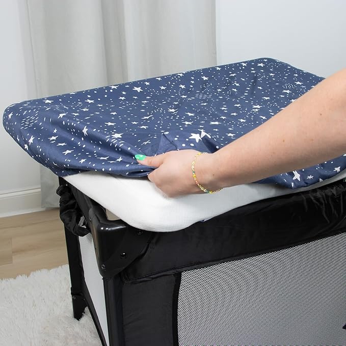 The Peanutshell 3-Pack Fitted Playard Sheets - Soft & Breathable Baby Boy or Girl Mini Crib Sheets, Pack N Play Mattress, Fits Standard Playard Pack Play Mattresses - Nautical