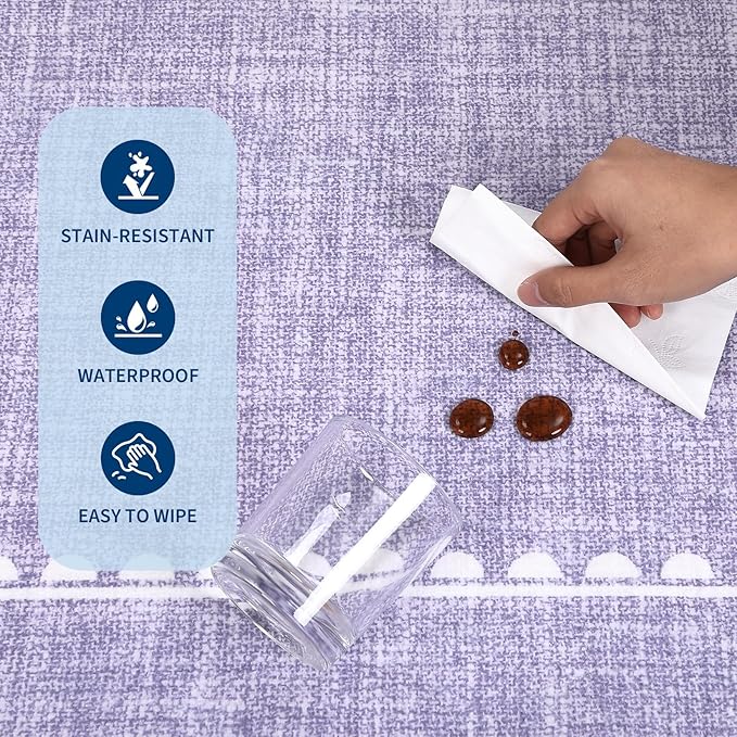 GarveeHome Scalloped Bow Rug for Living Room, Solid Purple Rug for Dorm, Washable Rugs 8x10 Soft Low Pile Non Slip Scalloped Rugs for Nursery College Bedroom Decor Kids Room Playroom
