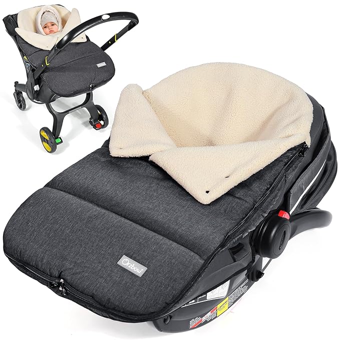 Orzbow Winter Carseat Cover for Baby | Infant Car Seat Blanket | Waterproof Car Seat Cover with Adjustable Collar, Warm and Cozy Fleece Carseat Canopy Blanket for Baby Winter Essentials, Dark Grey