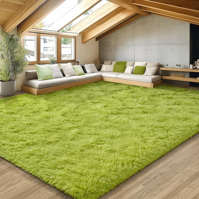 EVOIONOS 6x9 Washable Large Area Rug for Living Room, Fluffy Shag Rug for Bedroom, Ultra Soft Plush Non Slip Carpet for Indoor Floor Bedside Nursery Kids Girls Dorm Home Decor Aesthetic, Grass Green