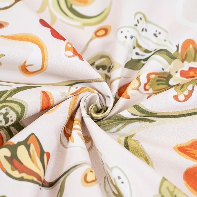 Orange Blossom Garden Duvet Cover King Size, Washed Fiber Floral Botanical Pattern Bedding Set 3Pcs, Cozy Soft Breathable Quilt Cover, Zipper + 8 Corner Ties + 2 Pillow Shams, Without Comforter